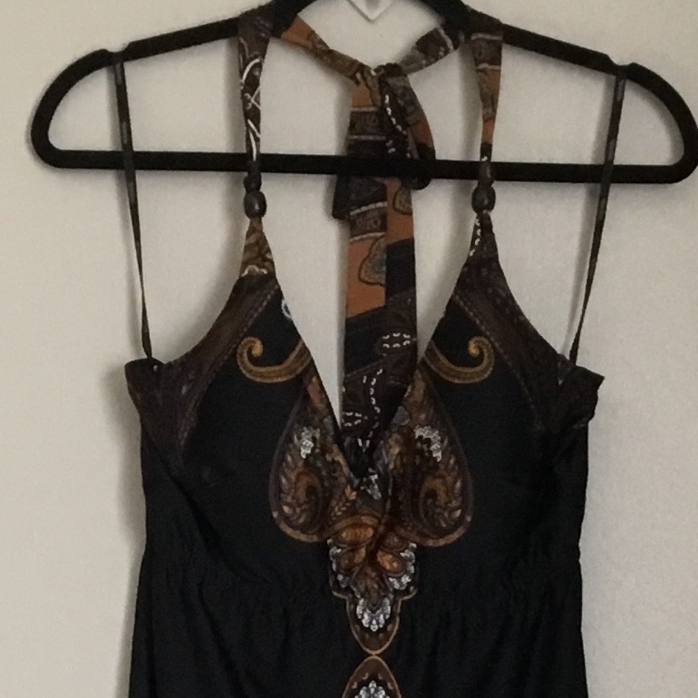snap Halter neck maxi dress